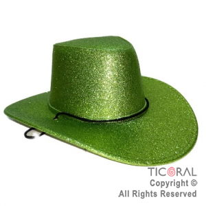 SOMBRERO COWBOY GLITTER VERDE x 1